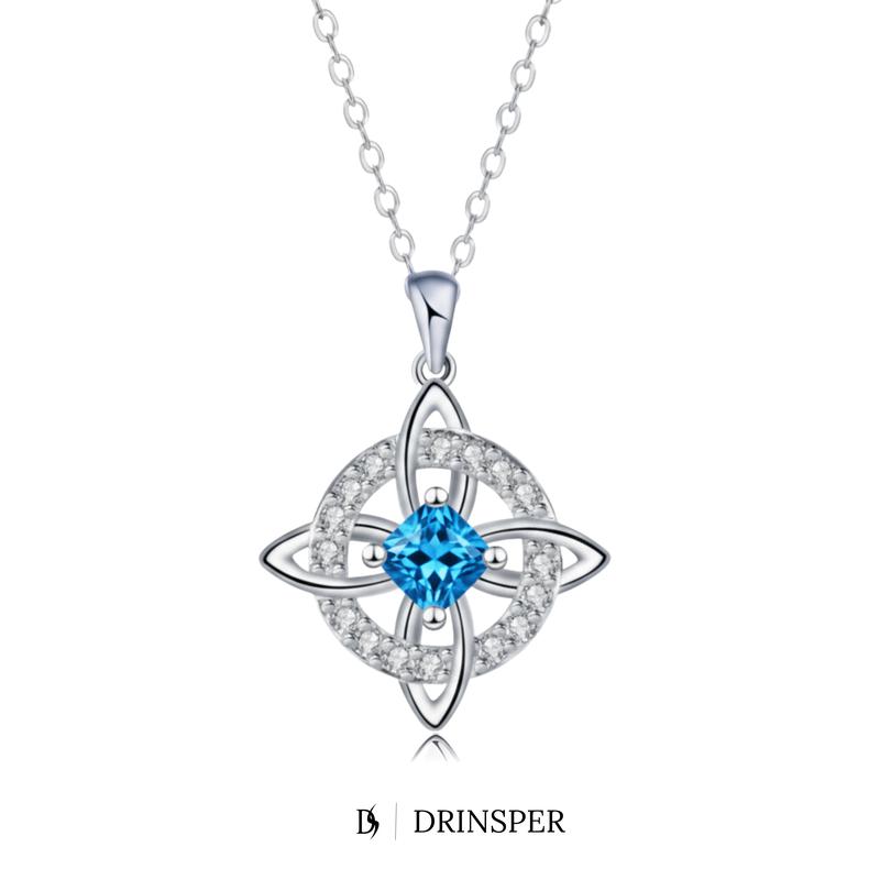 Drinsper Witches Knot Pendant Necklace for Women Girls Birthstone By Month Zirconia Hecate Dark Goddess of Witched Celtic Knot Design Tetragrammaton Collar De Amuleto De Protecion Pendientes Wiccan Pagan Fashion Jewelry Accessory Chrismas Gift for Mom