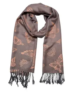 Rose Gold & Gray Reversible Butterfly Rave Pashmina