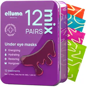 Elluma Beauty Under Eye Patches x12 Pairs Energizing Caffeine & Chamomile for Puffy Eyes Dark Circles Wrinkles Hydrating Restoring Hangover Caffeine Chamomile Mask Gift Set - Moisturizer