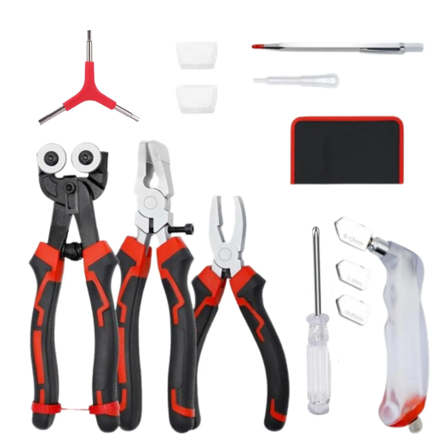 8Pack Heavy Duty Glass Cutters Tools Kit, Wheeled Glass Tile Nippers Glass Running Breaking Pliers, Breaker Grozer Pliers with Curved Jaws, for Stained Glass, Mosaics, Fusing, Breaking - Home Improvement.