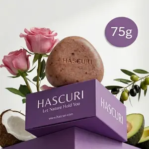 Hascuri3 Amino Acid Shampoo Bar – Anti Hair Loss, Strengthens Roots, Coconut Oil, Olive Oil, Avocado Oil & Rose Essential Oil, Sulfate-Free, for Thinning Hair, 75g Natural Hair Care Bar