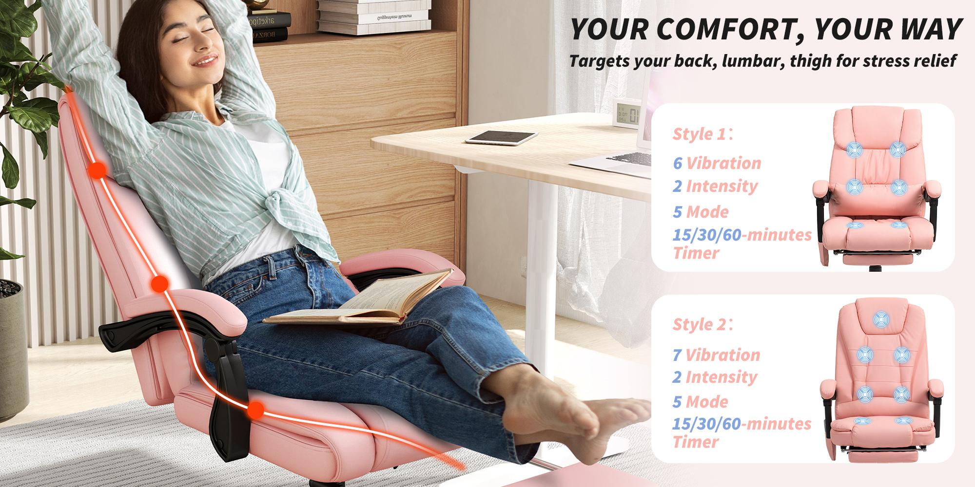 Vinsetto Vibrating Massage Office Chair, High Back Computer Chair with Footrest, Adjustable Height, Faux Leather Desk Chair