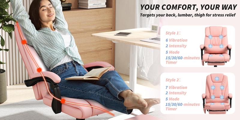Vinsetto Vibrating Massage Office Chair, High Back Computer Chair with Footrest, Adjustable Height, Faux Leather Desk Chair