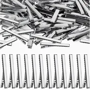 Crocodile Hair Clip Silvery Hair Clip Single Claw, Alligator Hair Clips, 120pcs 2.17 Inch Silvery Hair Clips, Single Prong Flat Metal Hair Bow, Alligator Clips for Bows Making Crafts, Christmas Halloween Thanksgiving Valentine'S Day Gifts (5.5cm)