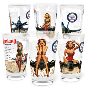 Pint Glass Set of 6 Legendary Aircraft - America 250th Anniversary Collection (16oz)