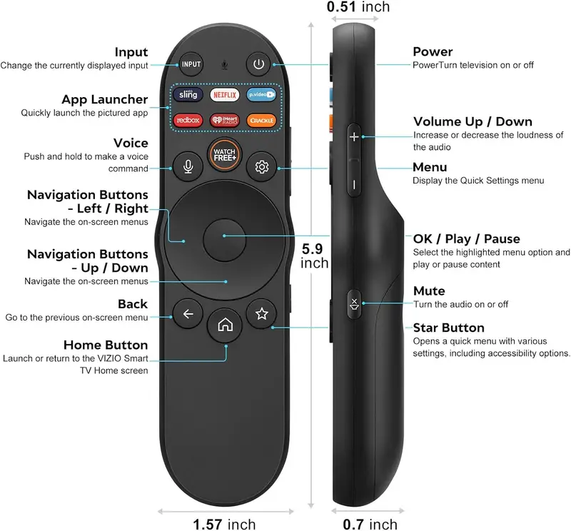Voice Remote Control for Vizio-Smart-TV-Remote-Replacement XRT270 for Vizio FHD 4K Quantum D/P/M/V-Series Smart TV,infrared remote control XRT136 XRT140 Smart TV