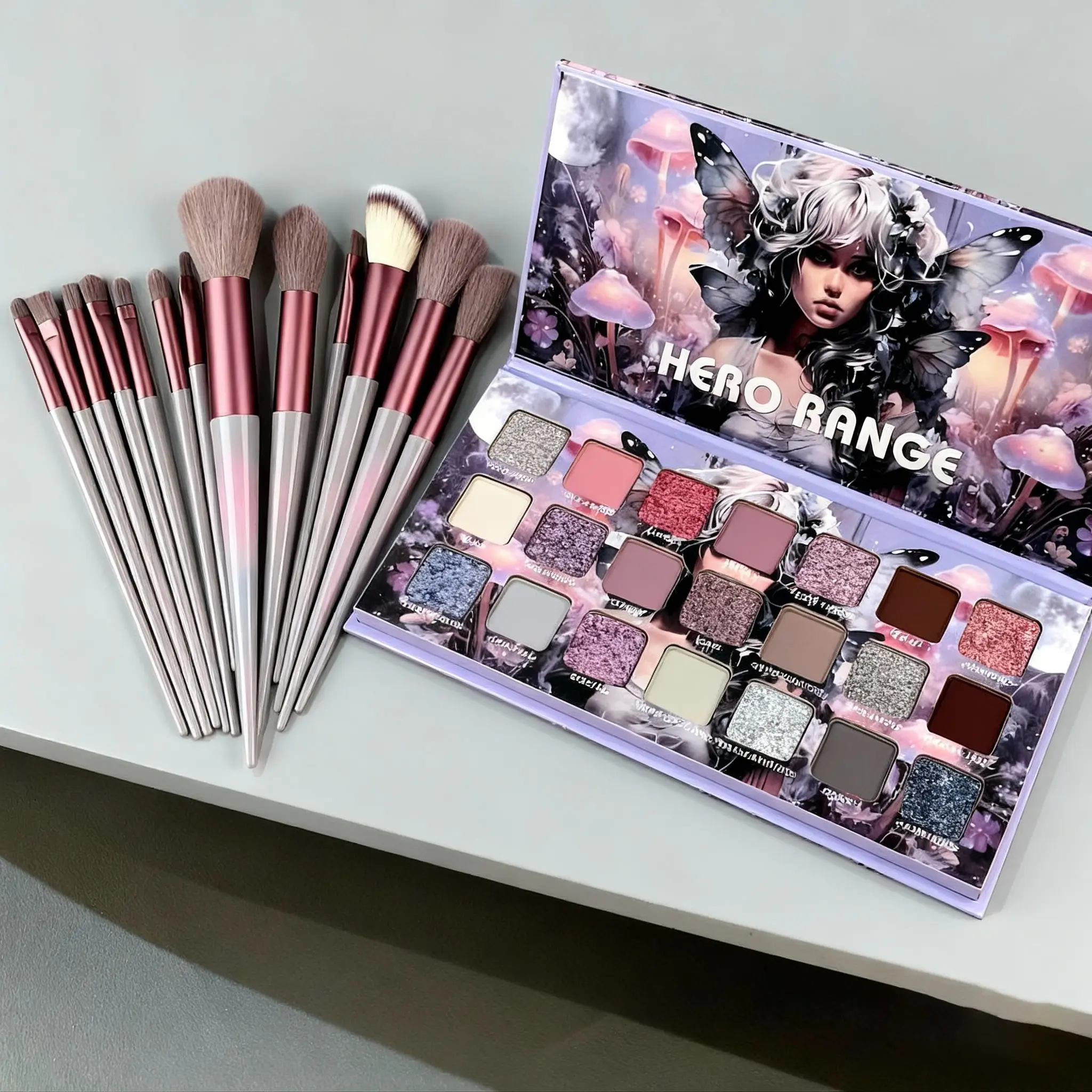 HERORANGE Eyeshadow Palette, Animated Floral Fairy 21-Color Kit with Brush Set, Long-Lasting Matte, Metallic & Pearl Shimmer Finishes, Paraben Free & Hypoallergenic Makeup for Beginners, Flawless, Cosmetic, Gluten Free, Ethereal Eyes, Youth, Alcohol Free