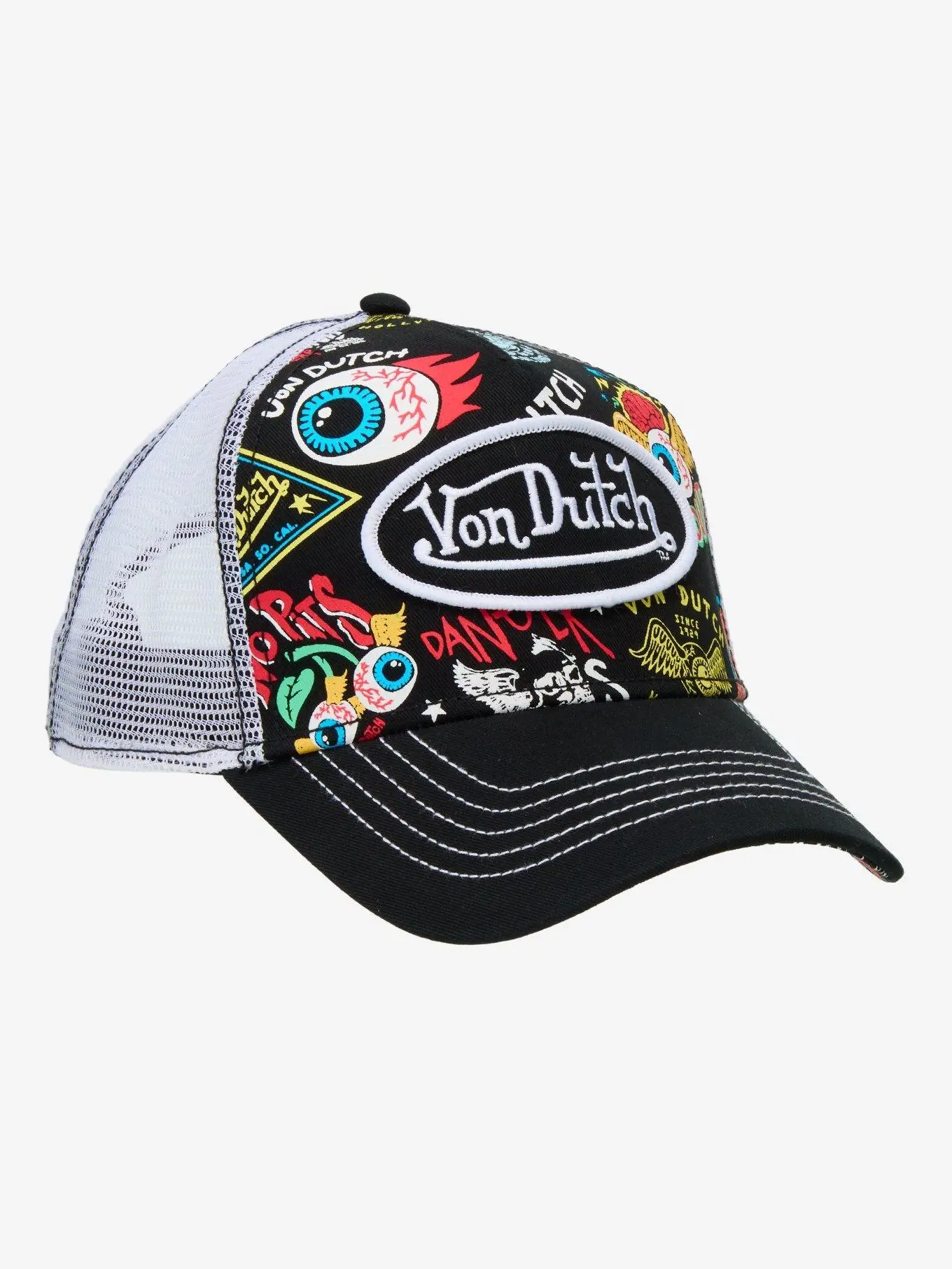Von Dutch 2026 Limited Edition Graffiti Trucker Cap - Premium Snapback Mesh Baseball Hat, Embroidered Logo, Adjustable Unisex Streetwear Headwear, Urban Fashion TikTok Accessory