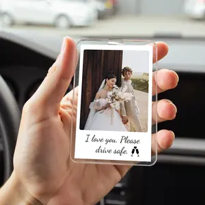 Custom Personalized Car Visor Photo Clip Frame, Drive Safe Aesthetic Picture Holder, Sentimental Wedding Anniversary Car Accessory, Polaroid Style Acrylic Photo Mount