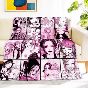 NANA Anime Manga Panel Cartoon Print Lightweight Flannel Blanket - Ultra Soft Cozy Stylish Aesthetic Throw Blanket, Perfect for Couch/Bedding/Home Decor, Adult Fashionable Comfort Item with Chic Comic-Inspired Design, Multiple designs available