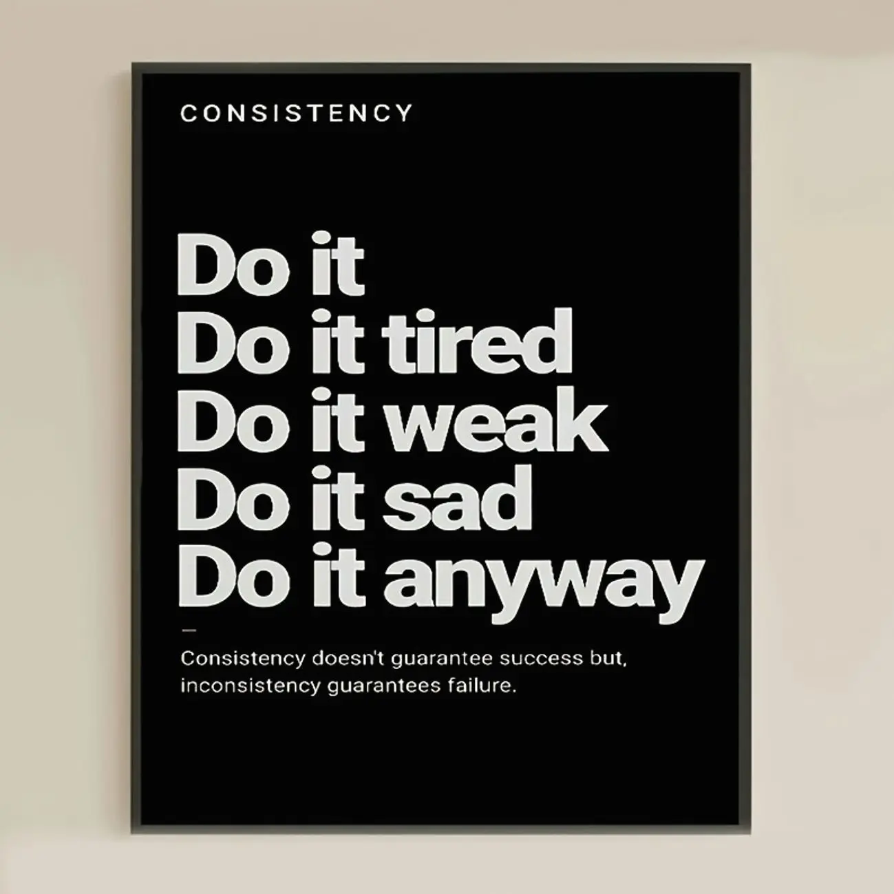 Do It Anyway Motivational Canvas Wall Art, Black & White Quote Print for Gym Home Office Study Room Decor