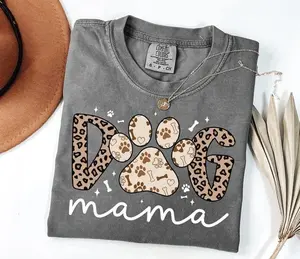 Comfort Colors Dog Mama Shirt, Dog Paw Tshirt, Dog Mom Outfit, Leopard Dog Mama Tee, Dog Lover Gift, Apparel For Dog Mom, Animal Paw Shirt
