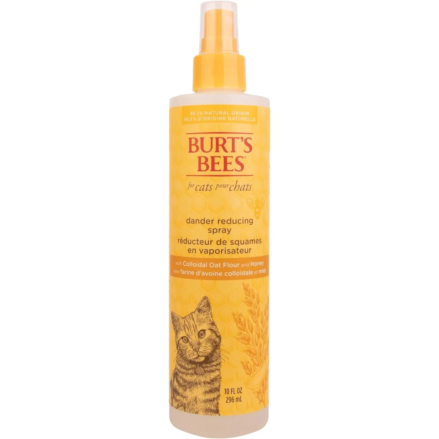 BurtDander Reducing Cat Spray with Colloidal Oat Flour and Honey - Cat Dander Remover Gives Dry Skin Relief for Cats, Essential Kitten Supplies for Allergy Relief, 10 Fl Oz