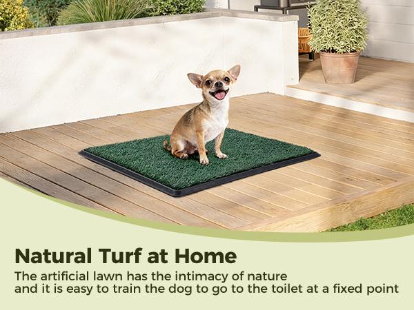 Dog Grass Pad with Tray 2 Reusable Artificial Turf for Dogs Potty Quickly Absorbent Portable Litter Box Waterproof Non-Slip Washable Puppy Pee Mat