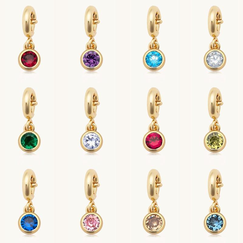 Little Words Project, Birthstone Charm, 14K Gold-Plated with Cubic Zirconia – Choose Your Size