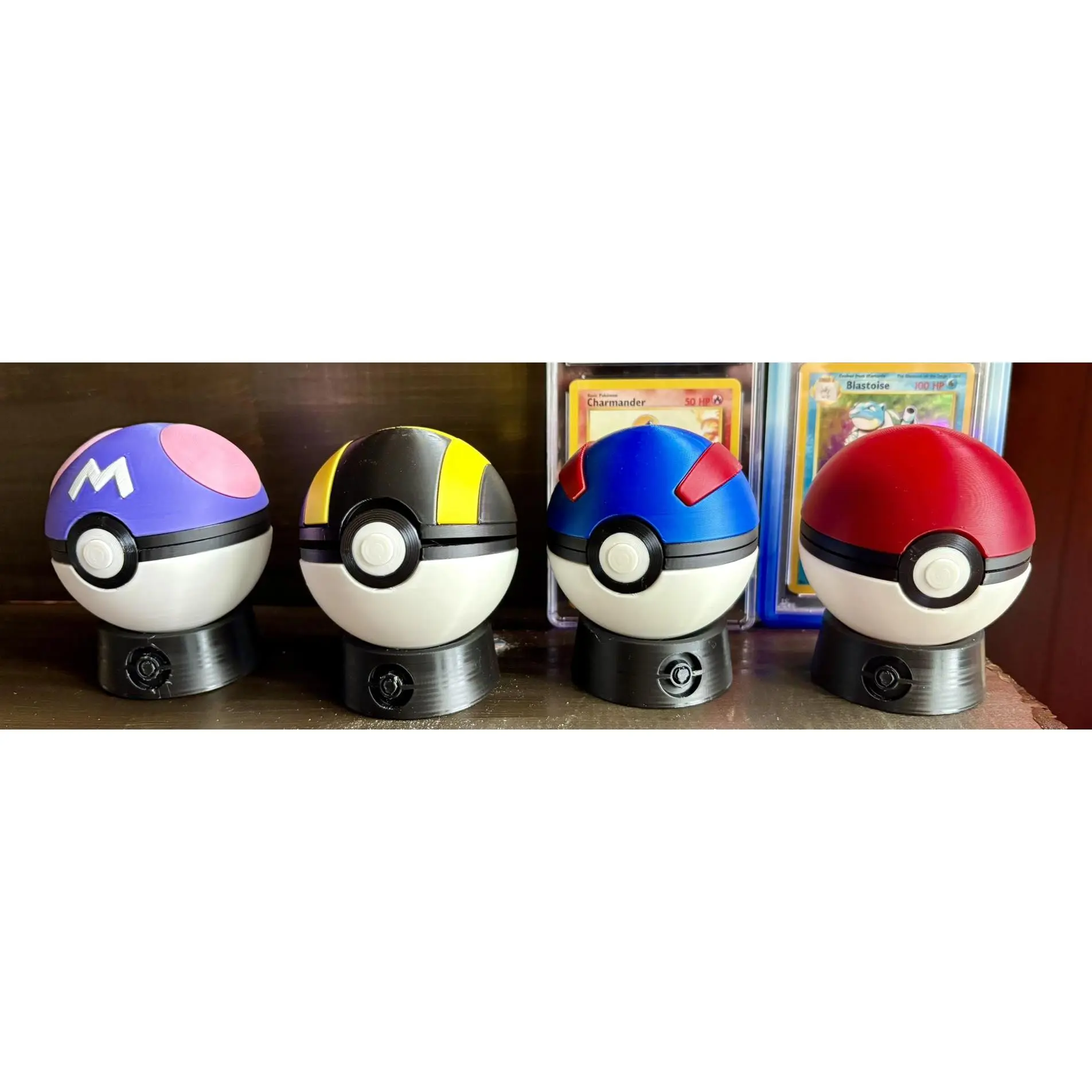 3D Printed Replica Poke Balls with Display Stands