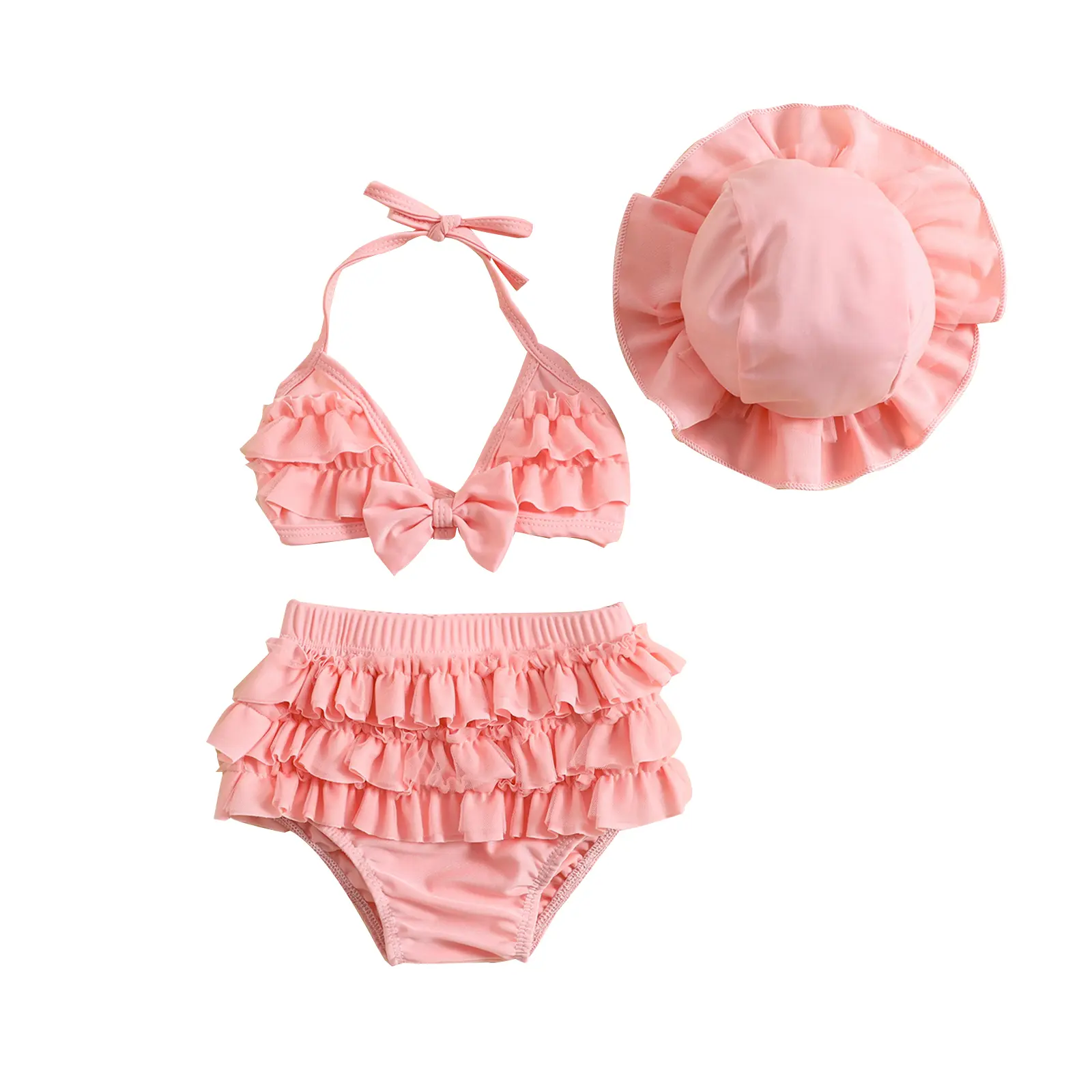 Toddler Girl Swimsuits Infant Baby Girl Bathing Suit Bikini Sets Swimwear 3 Piece Summer Beach Outfit Top Shorts Hat