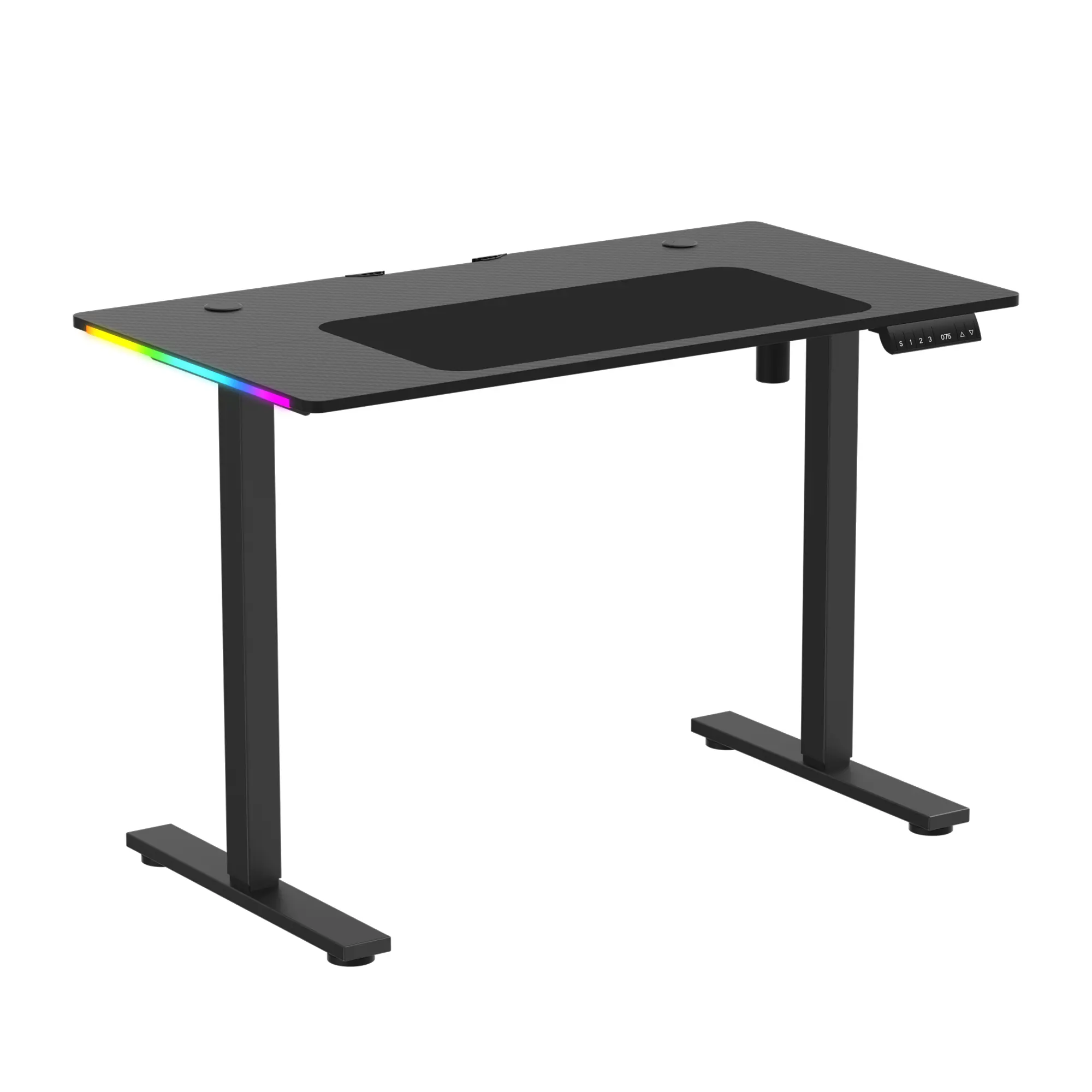GTPLAYER Classic Height-Adjustable Electric Standing Desk - Wood & Metal Rectangular Top, Memory Preset, RGB LED Lights, Stable Base, Auto-Adjust Ergonomic WFH Computer Solution, Adjustable Laptop Fit, Dual Monitor/Gaming/Studio Setup