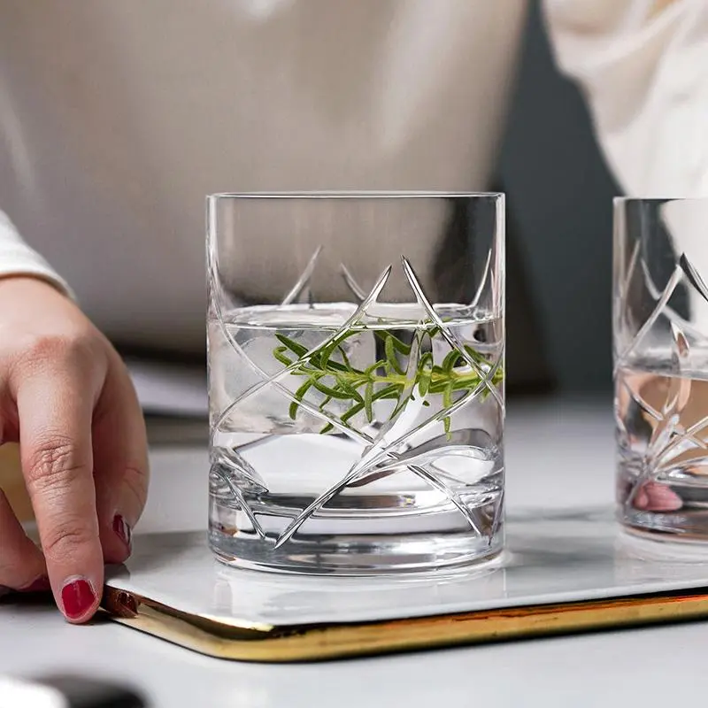 Artificial Crystal Glass Whiskey Cup, 1 Count Modern Simple Drinking Cup, Drinking Glasses for Home Office Use, Gift for Friend, Drinkware