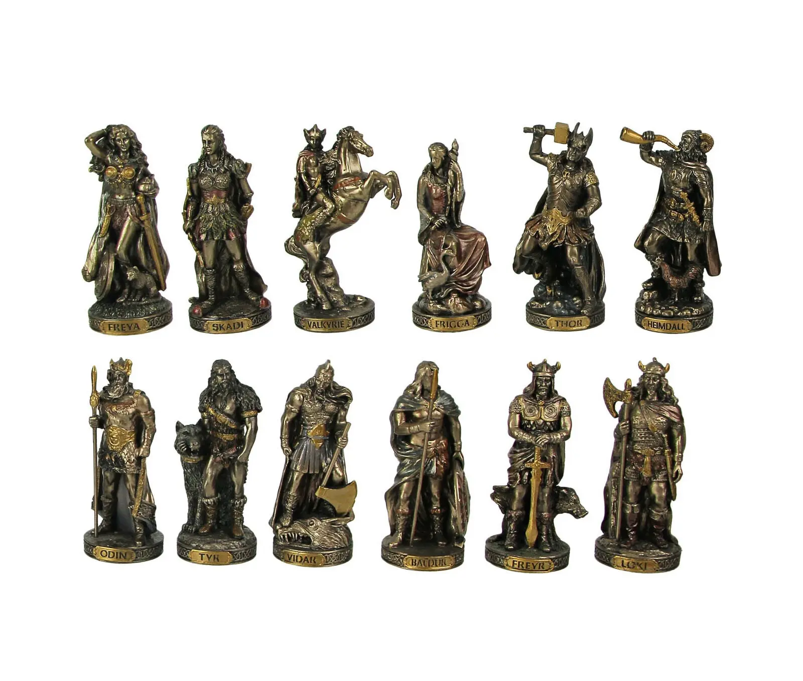 Norse God Figurine - Bronze Resin Sculpture for Home Decor and Altars Colorful Goddess Platform Ornaments
