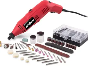 Hi-Spec 121pc 130W Corded Power Rotary Multi Tool Kit with Dremel Compatible Bit Accessories to Drill, Cut, Trim, Grind & Sand for DIY Repairs, Hobbies & Craft Projects