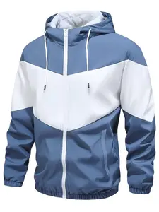 Men's 3D Printed Blue-White Contrast Long Sleeve Casual Sports Set - Polyester Fabric, Unique Stylish Design, All-Season Wear, Ideal Gift Option,summervibes outdoorfun