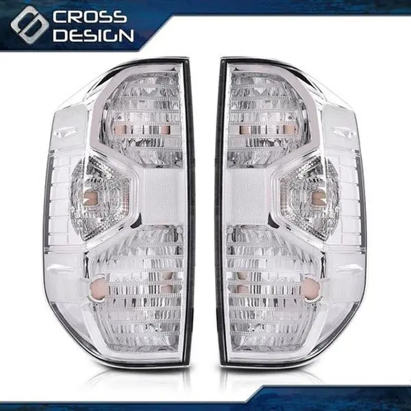 CROSSDESIGN Rear Tail Lights Pair Set (LH+RH, White) - 100% New Custom Packaged Box, Car Lighting Upgrade Accessory with Bolts, Direct Swap Custom Fit for 2014-2021 Toyota Tundra Brake Signal