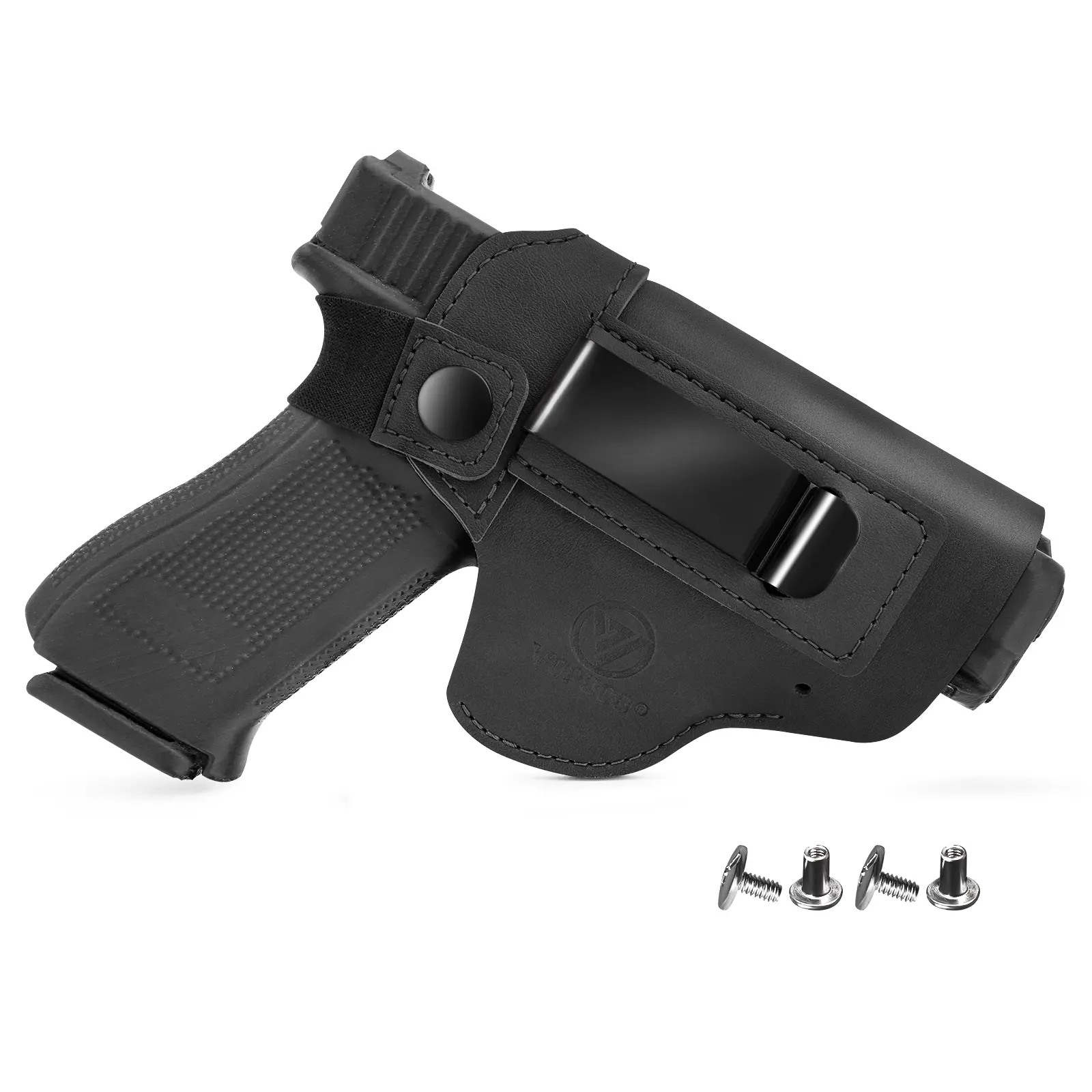 EIGIIS Vintage Unisex IWB Genuine Leather EDC Carry Belt Holster with Clip - Adjustable Right-Handed Concealed Waistband Holder for Compact, Mid-Size Standard Models (Sports, Outdoor Hunting Use)
