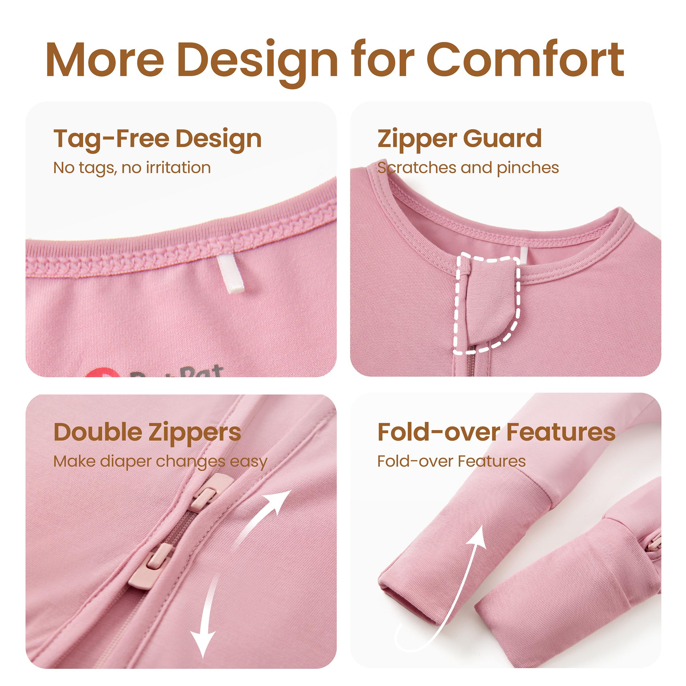 PATPAT Baby Pajama with Bamboo Viscose, Footie Jumpsuit Romper with 2-Way Zipper for Baby Boy Girl Toddler Sleeper Sleepwear