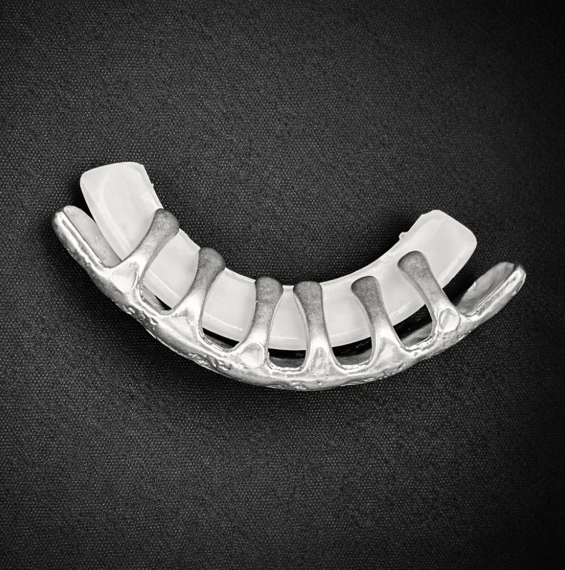 Silver Upper Teeth Grillz (Plated Alloy), Gum Wrapper Texture Inspired, Streetwear Fashion Accessory, Mirror Shine, Curved Upper Fit + Ultra Smooth Edges, Unisex