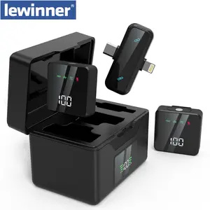 Lewinner Upgraded 2-in-1 Wireless Microphone with Charging Case | Clear Audio, Reverb Effect, Supports 2 Users outdoor vlog