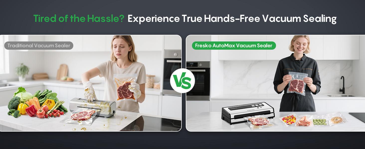 FRESKO AutoMax V4 Mason Jar Vacuum Sealer Machine, Automatic Food Sealer with Double Heat Seal, Includes Bags & Accessory Set