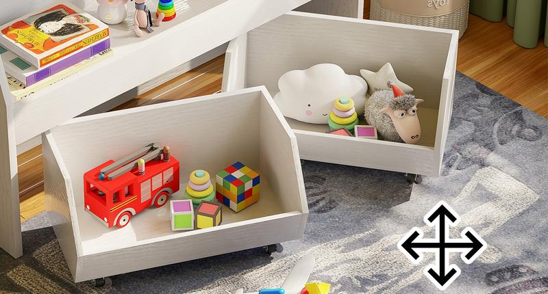 3-Tier Rolling Toy Storage Cabinet for Kids - Multiple Versatile Storage for Toys, Pet Items, and Snacks with Wheels, Modern White Design