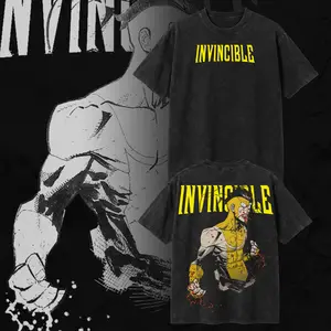 Mark Grayson Invincible War Comic V6 Menswear Gift for Movie Fans Top Apparel Classic Oversized Seamless Simple Straight Man Designer Shirts Men's Regular Fit Floral Print Tee Heavyweight Cotton T-Shirts Featuring Epic Panther Design