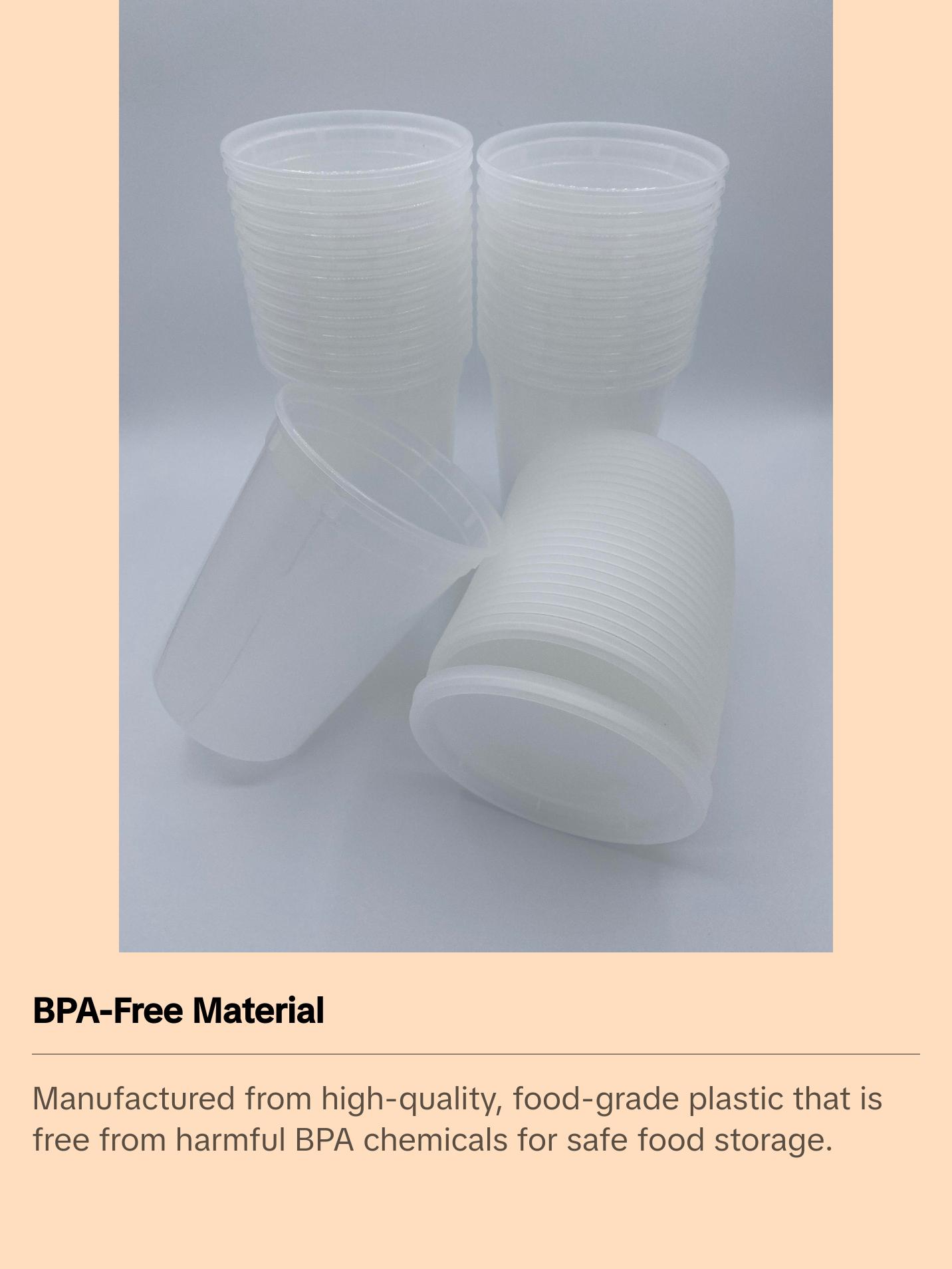 60 Pack - Deli Food Storage Containers with Lids [24-8 oz, 24-16 oz, 12-32 oz] - BPA Free, Microwave and Freezer Safe Kitchen Plastic Round Utensils