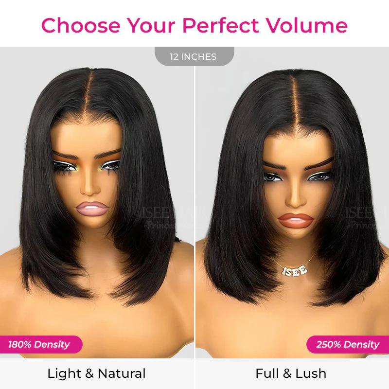 【Model Length=$84】ISEE HAIR Wear Go 9x6 Tpart Layered Cut Bob Yaki Straight Wig 180% & 250% Natural Black & Reddish Brown Deep Part Lace Glueless Wig #SpringStatements