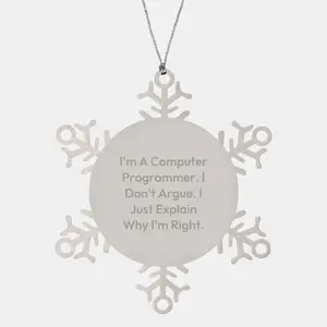 Funny Computer Programmer Snowflake Ornament Gifts from Friends to Family for Christmas Unique Decorations