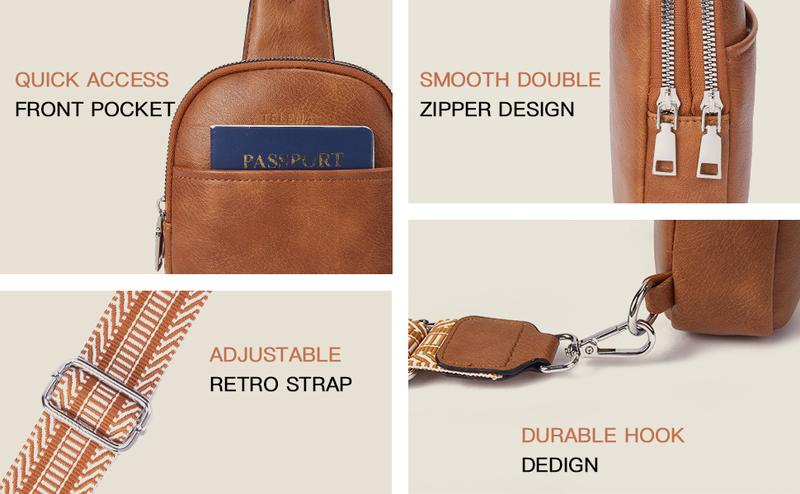 Telena Sling Bag for Women Vegan Leather Fanny Pack Crossbody Bags Chest Bag for Women Sling Purse Fashion