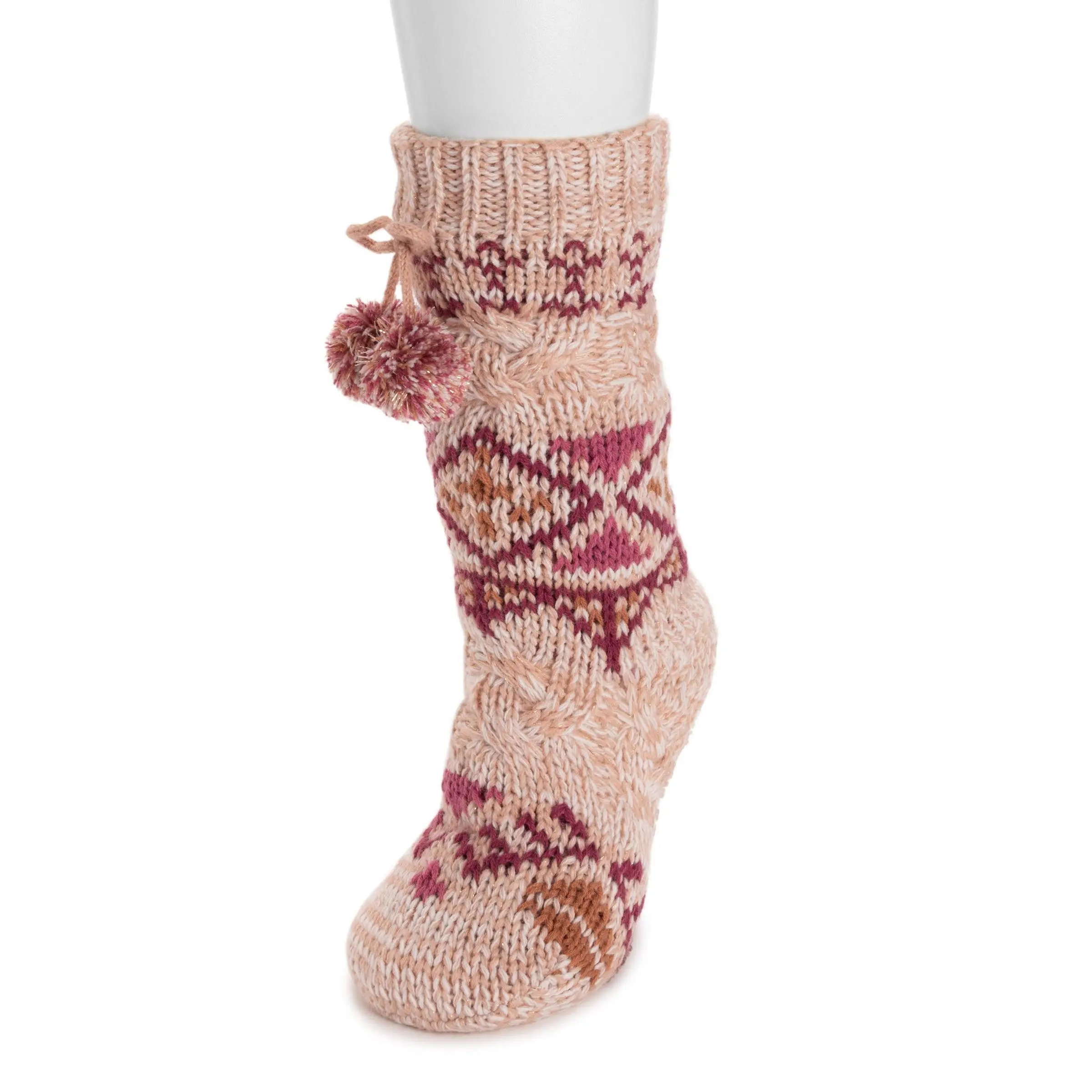 Women's Chunky Cable Knit Stretchy Fuzzy Tassel Cabin Socks