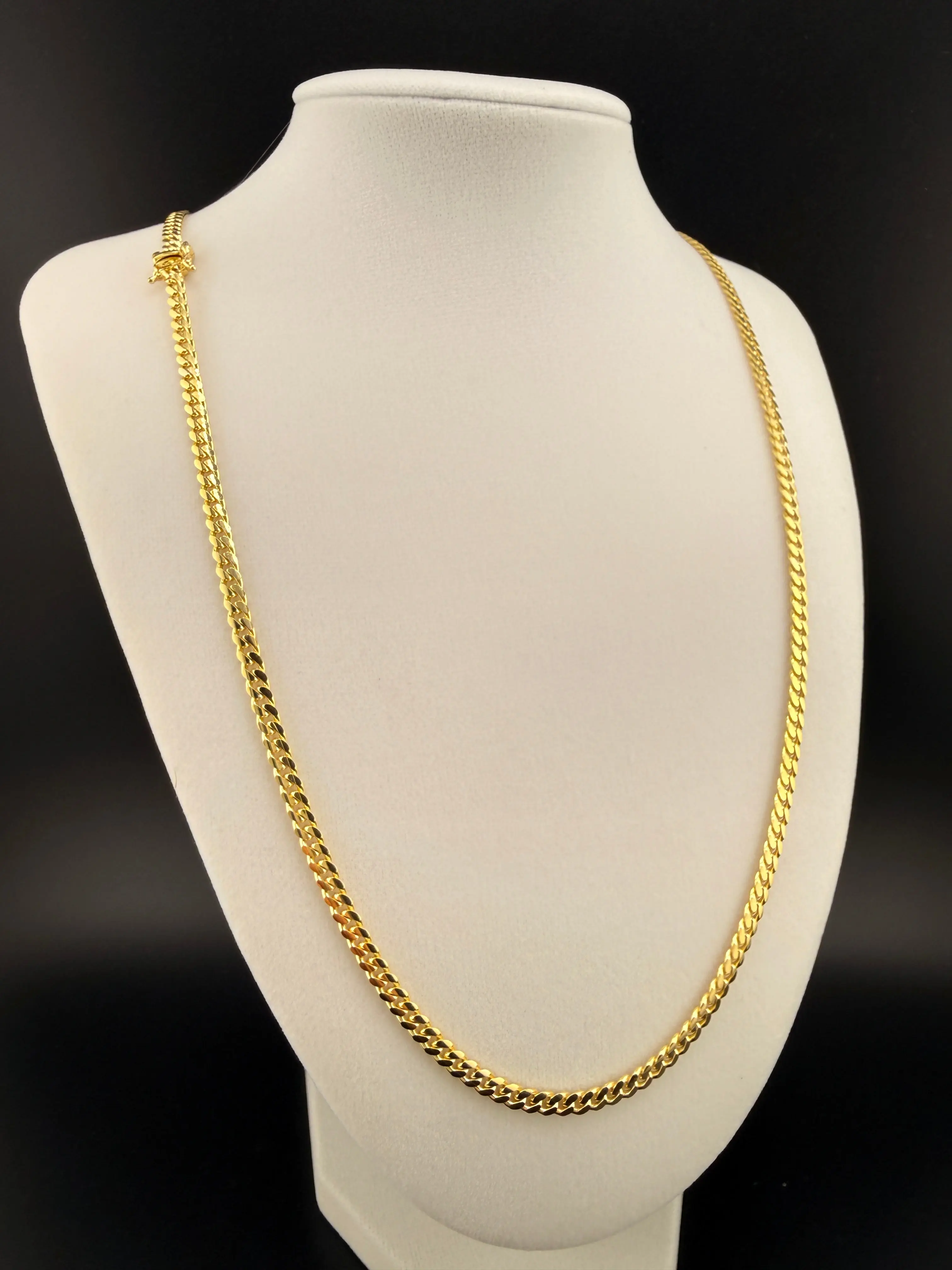 10K Solid Gold Cuban Link Chain Necklace – 4mm 24” | 26 Gram Real Gold Cuban Chain