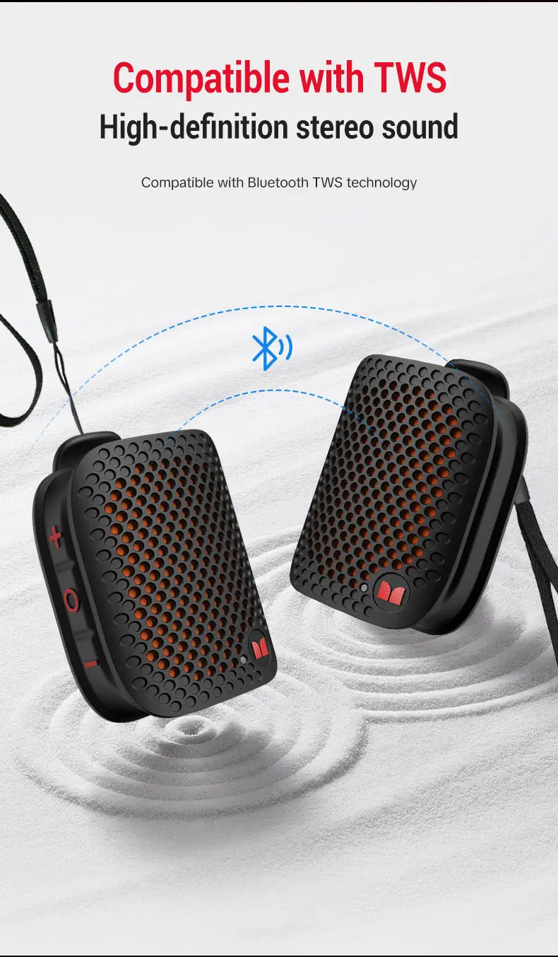 MONSTER M3 Portable Bluetooth Speaker - Compact Waterproof Bluetooth Speaker, 80g Lightweight, TWS Stereo Sound, IPX8 1m Water Immersion, Magnetic Clip-On Wearable, User-Friendly Buttons, 16.0H+ Playtime for Outdoor, Gym, Water Proof