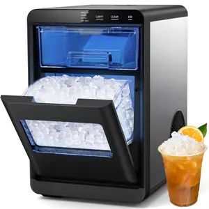 Mojgar Nugget Ice Maker Countertop, 44Lbs/24H Pebble Ice Maker Machine, Self-Cleaning Countertop Sonic Ice Makers with Ice Scoop & Basket, Pellet Ice Maker Machine for Home/Kitchen/Office