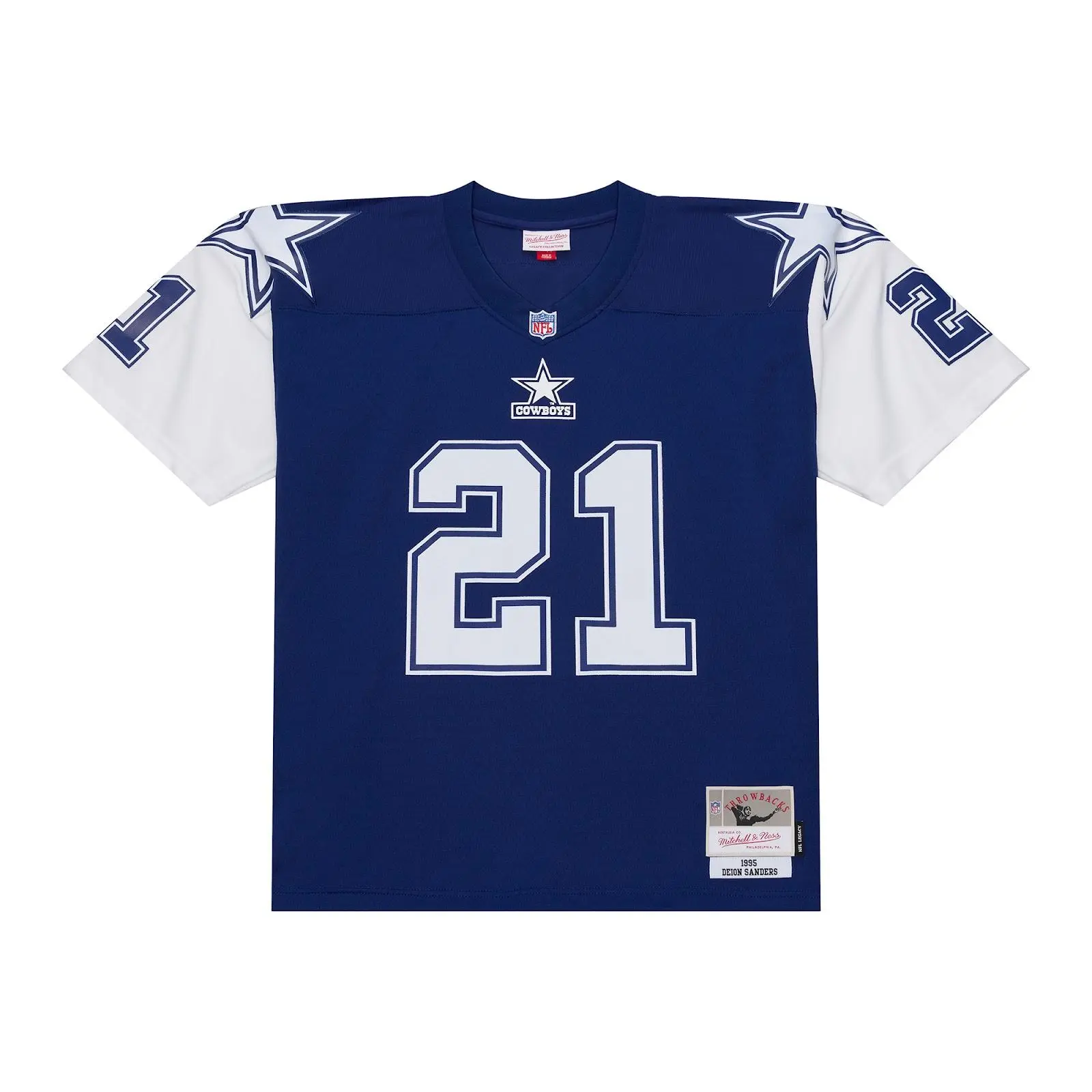 Deion Sanders Dallas Cowboys 1995 Navy Legacy Jersey NFL Throwback Mitchell & Ness