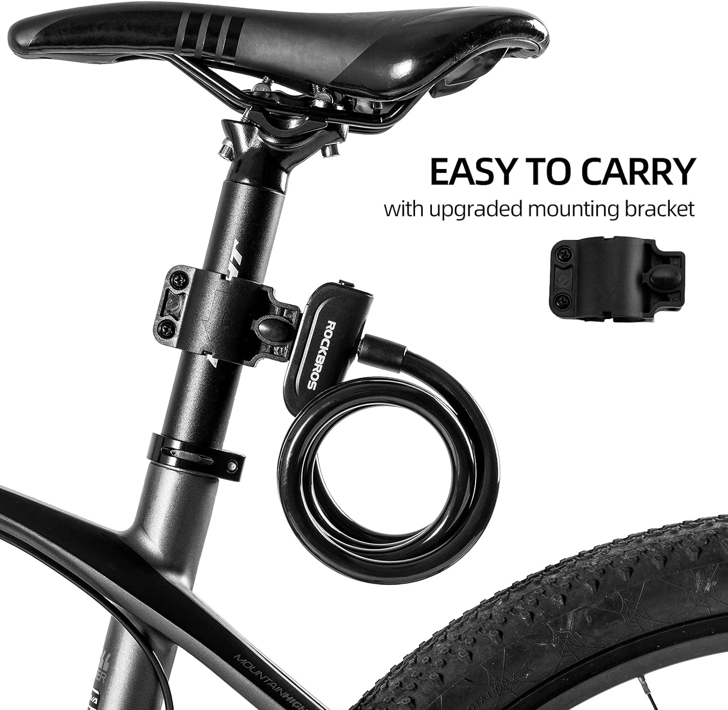 ROCKBROS 4ft Bike Cable Lock - Secure, Lightweight with Mounting Bracket ROCKBROS 4ft Bike Cable Lock - Secure, Lightweight with Mounting Bracket