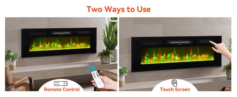 oneinmil DIY Electric Fireplace Insert, 1500W Recessed & Freestanding Electric Fireplace Heater, Remote & Touch Panel Control, Adjustable Flame Effect, 8H Timer for Indoor Use (NO Mounting Bracket, TV Stand NOT Included)