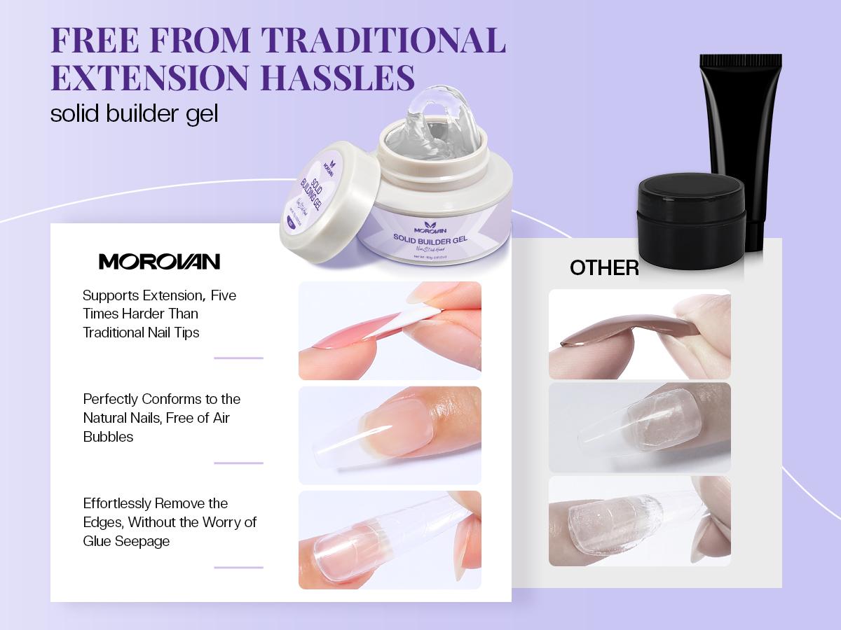 Morovan Solid Builder Nail Gel: 60g Large Capacity Nail Builder Gel for 3D Sculpting Non-Sticky Hard Gels for Nails Extension Carving Soak Off UV LED Salon Home DlY Morovan Solid Builder Nail Gel: 60g Large Capacity Nail Builder Gel for 3D Sculpting Non-Sticky Hard Gels for Nails Extension Carving Soak Off UV LED Salon Home DlY