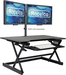 Rocelco Adjustable Standing Desk Converter - Height Adjustable Sit Stand Workstation Black/40 Riser Only