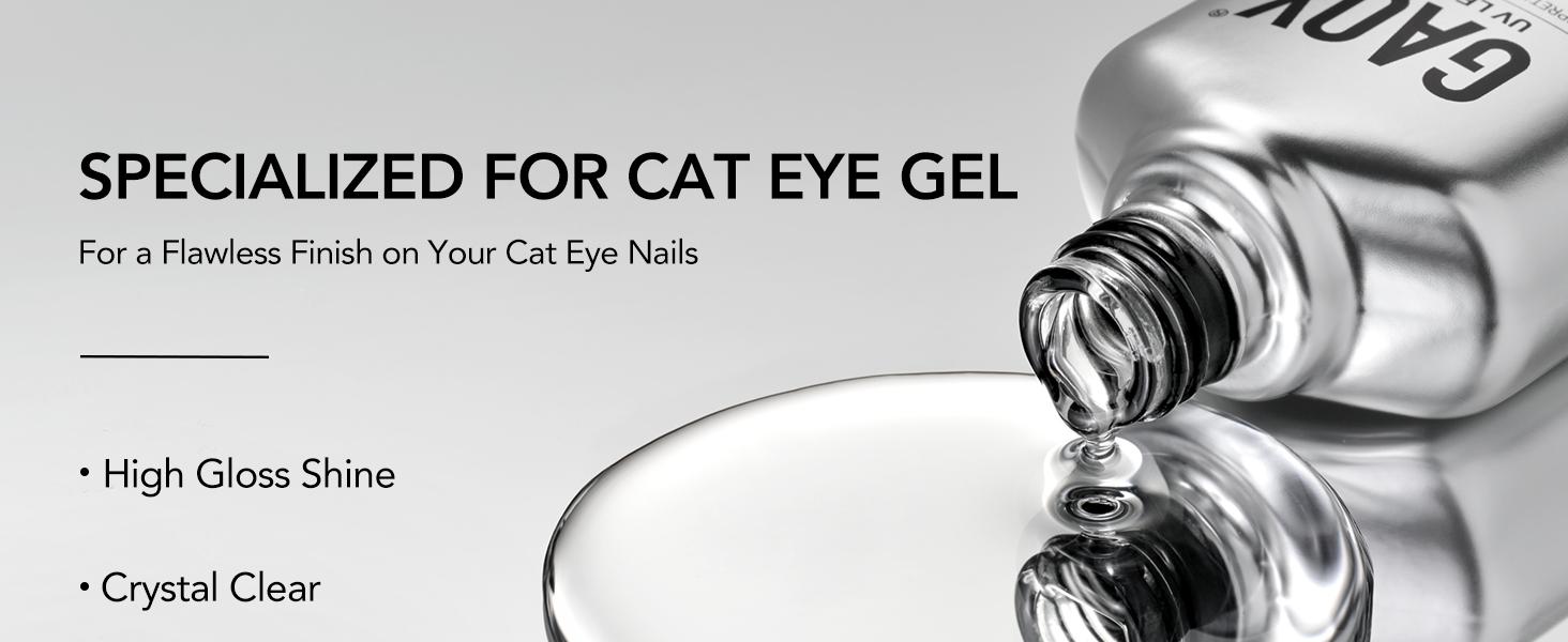 GAOY 16ml Top Coat for Cat Eye Gel, High Crystal Gloss Shiny Long Lasting Top Coat Clear Gel Nail Polish, UV Light Cure