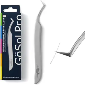 Pro Lash Tweezers for Eyelash Extensions, Professional Expert Eyelash L-shape Tweezers for High Precision Pick/Fan/Wiggle/Apply; 420 Stainless Steel Lash Tweezer for Volume & Classic Lashes