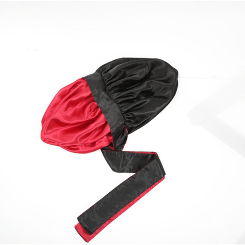 Double-Layer Solid Color Satin Bonnet Sleep Cap for Women Curly Hair Wrap for Sleeping Cap Adjustable Reversible Bonnet with Tie Band Night Cap